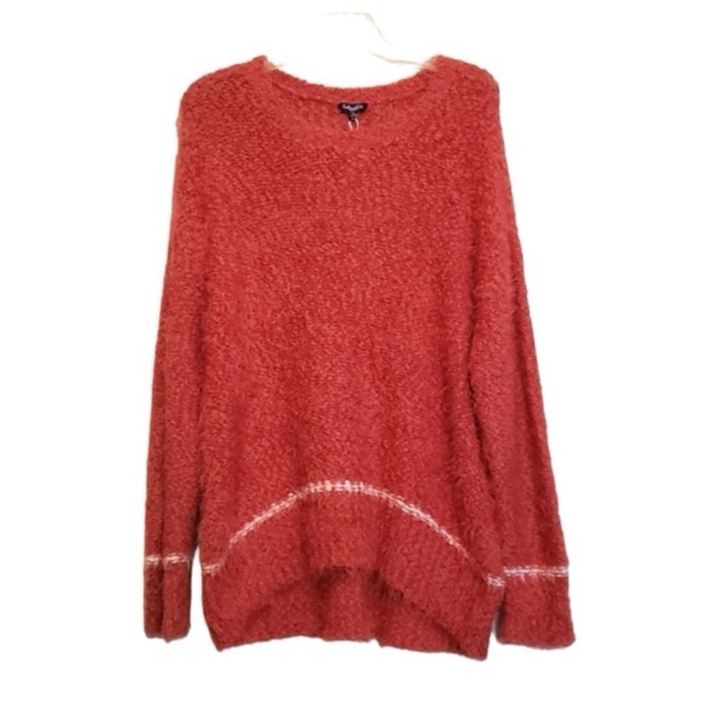 Splendid Red Crew Neck Sweater with Plush Knit